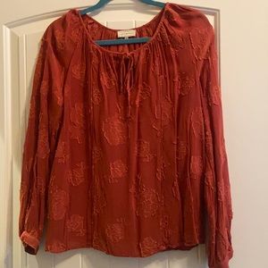 Soft red floral blouse, Lucky Brand